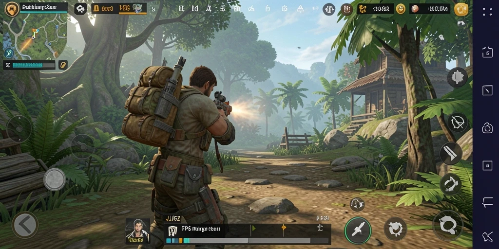 Screenshot gameplay JJ62 menunjukkan aksi pertempuran yang mendebarkan dan grafis memukau.