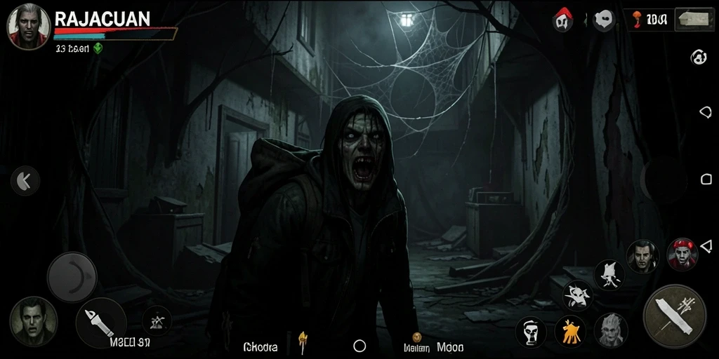 Tampilan menakutkan dari gameplay RAJACUAN yang penuh ketegangan.