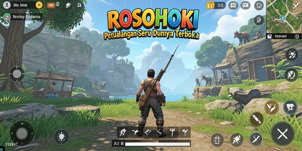 Screenshot menunjukkan gameplay menarik dalam dunia terbuka ROSOHOKI.
