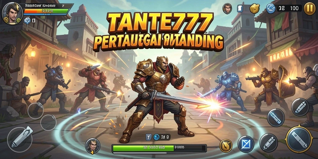 Screenshot utama TANTE777 menampilkan aksi pertarungan yang intens.