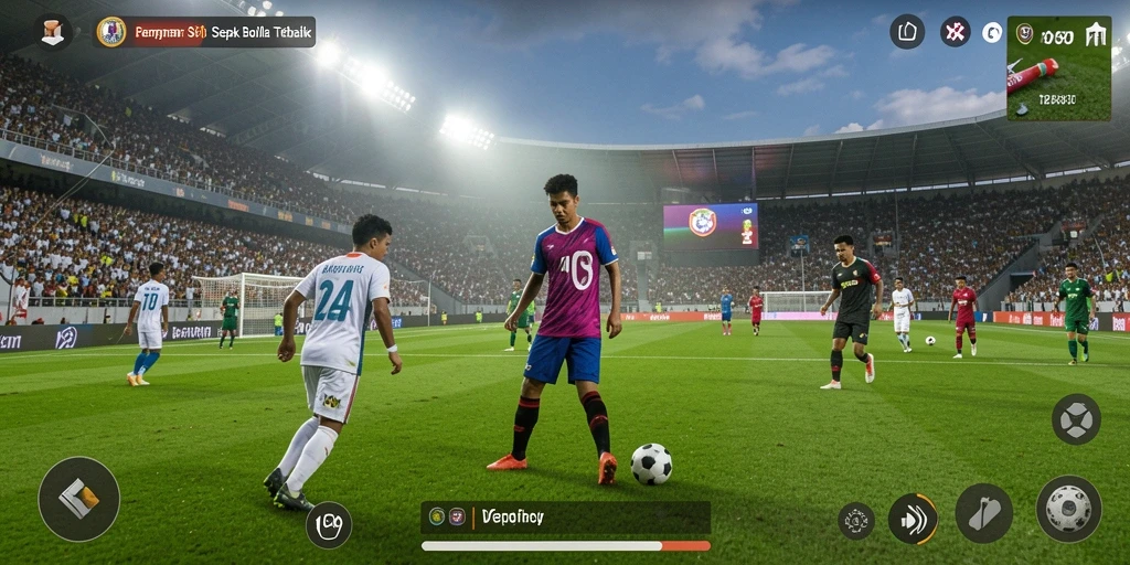Gameplay V89 yang menampilkan aksi sepak bola seru dan grafik menawan.